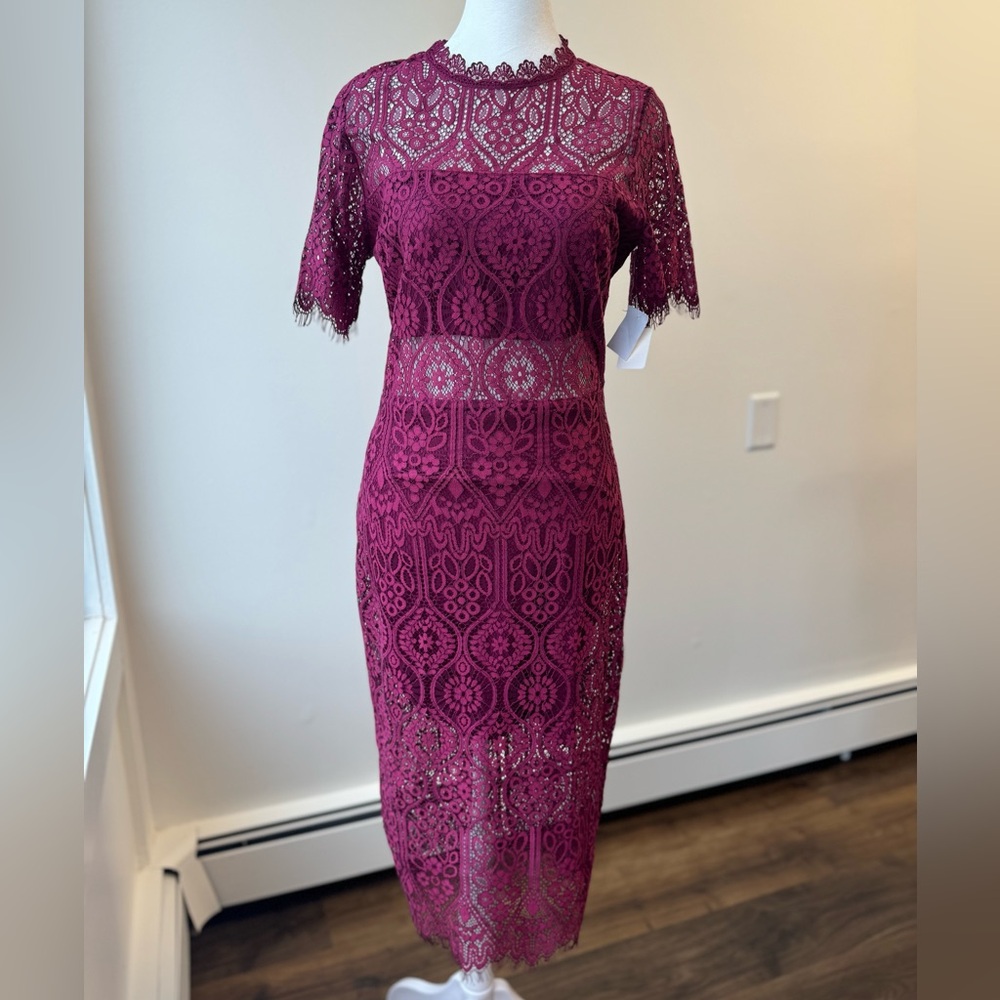 Just me Lace Midi Burgundy Dress Size M New